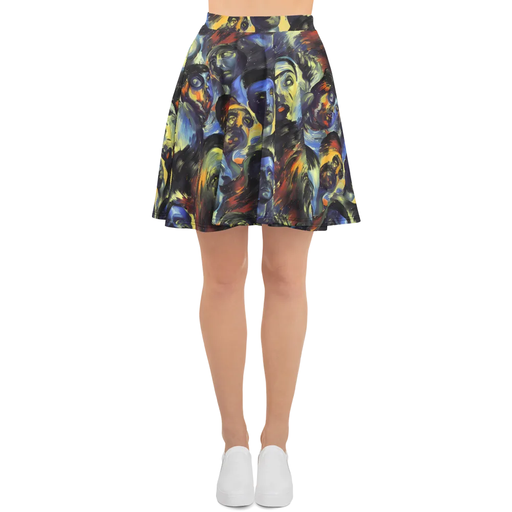 Cosmic Visages on Skater Skirt — Front