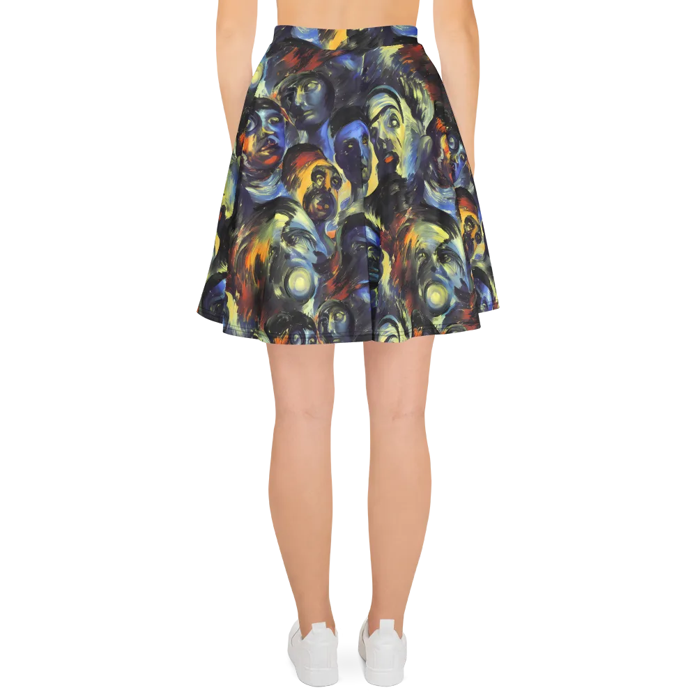 Cosmic Visages on Skater Skirt — Back