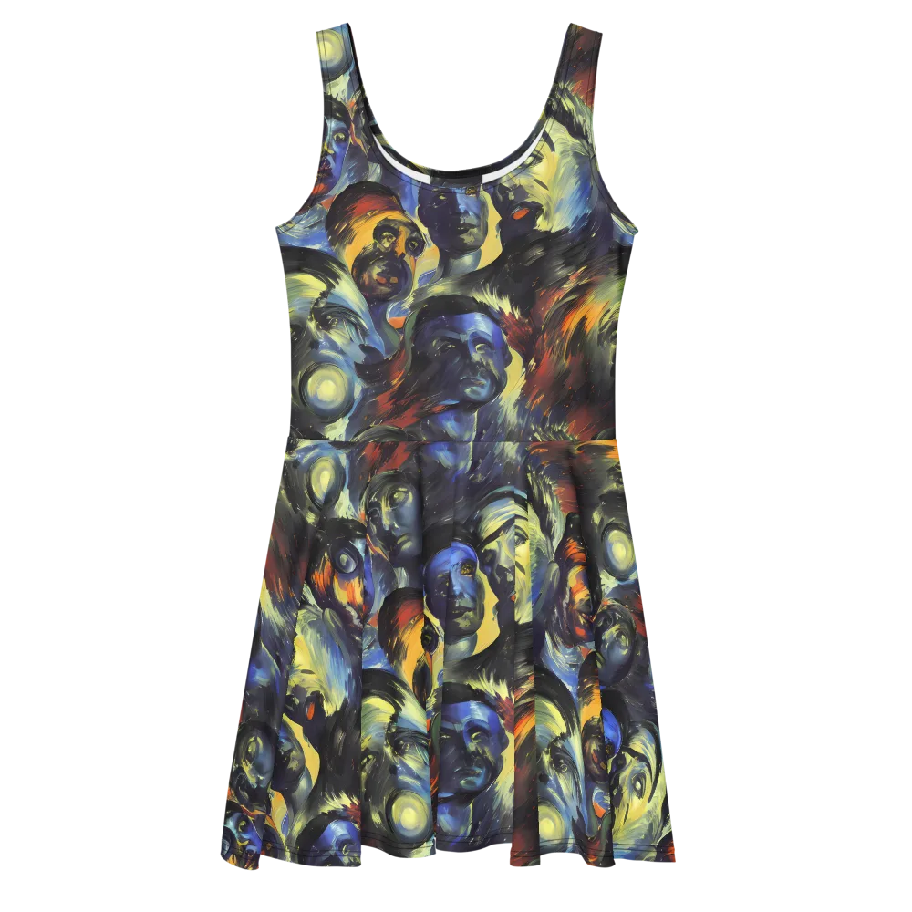 Cosmic Visages on Skater Dress — Front