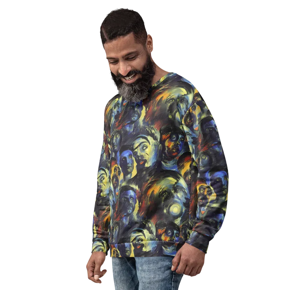 Cosmic Visages on Sweatshirt — Left Front