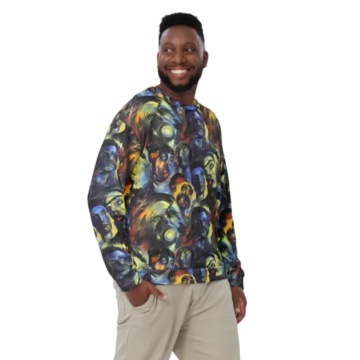 Cosmic Visages on a Sweatshirt