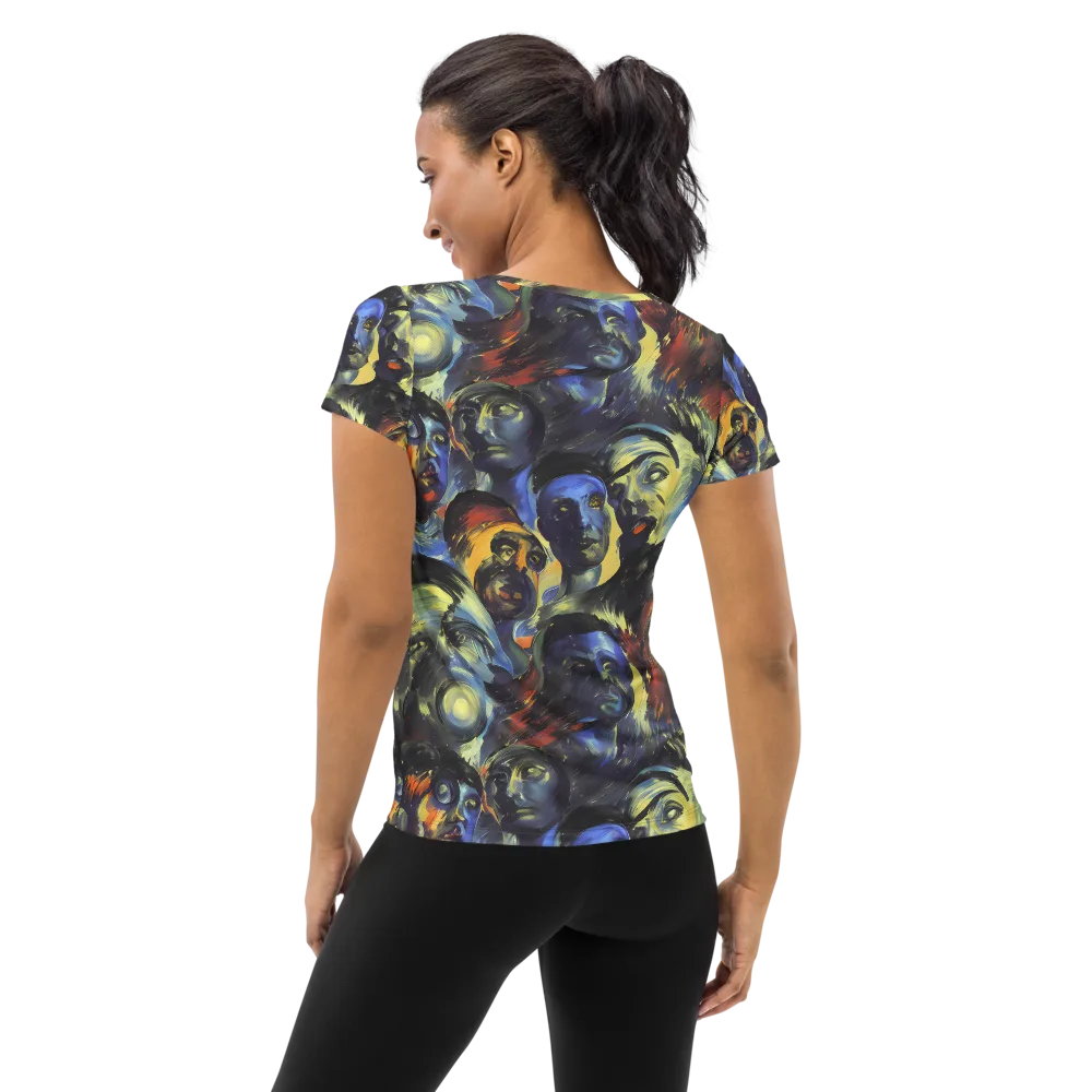 Cosmic Visages on Women's Athletic T-Shirt — Back