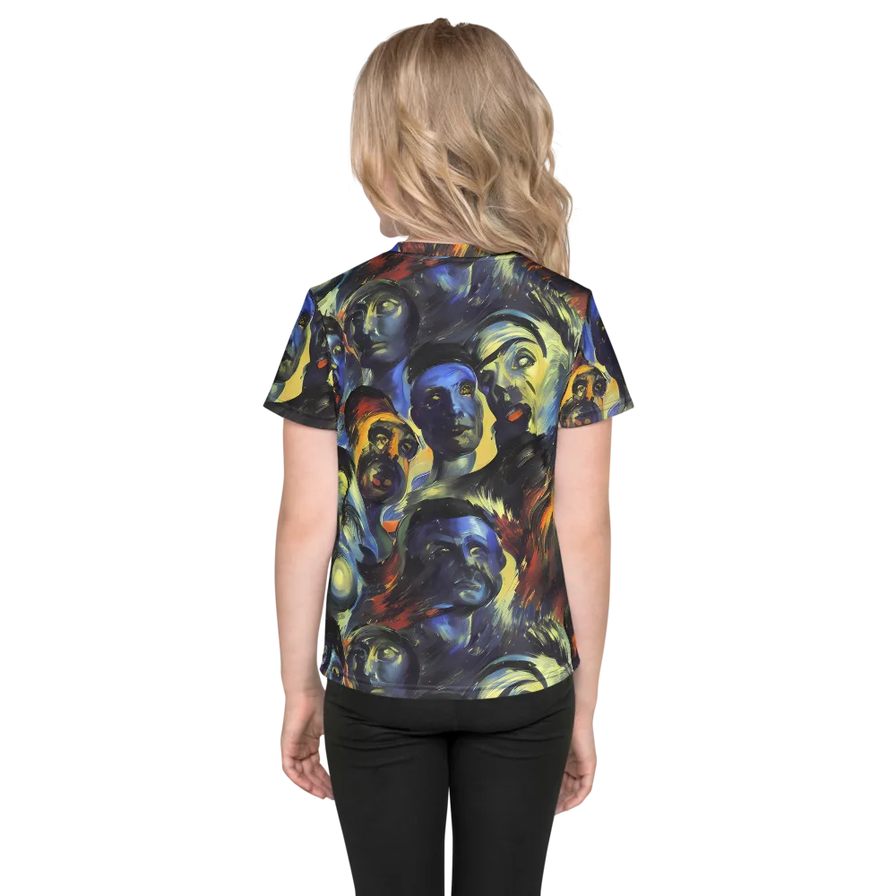 Cosmic Visages on Kids Crew Neck T-Shirt — Back