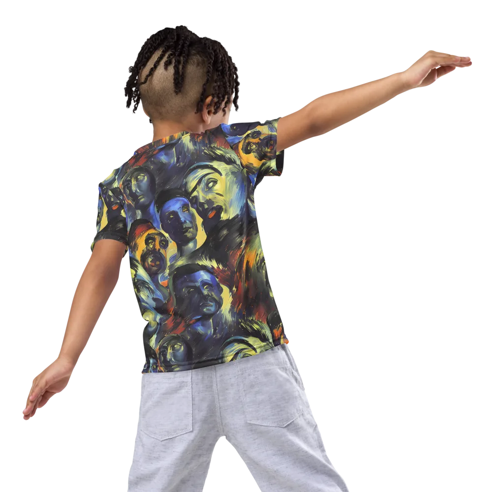 Cosmic Visages on Kids Crew Neck T-Shirt — Back
