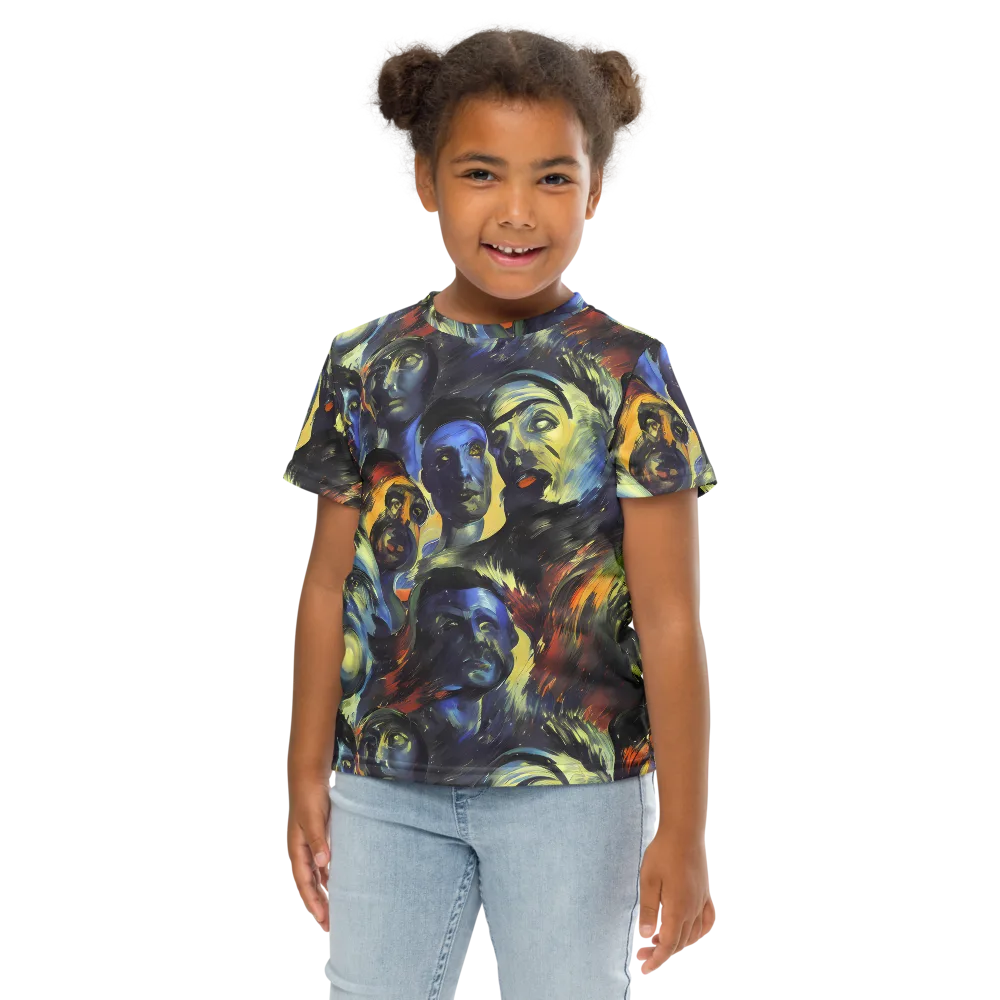 Cosmic Visages on Kids Crew Neck T-Shirt — Front