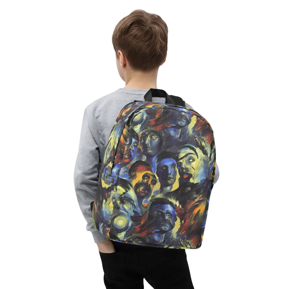 Cosmic Visages on Minimalist Backpack — Zoomed-in