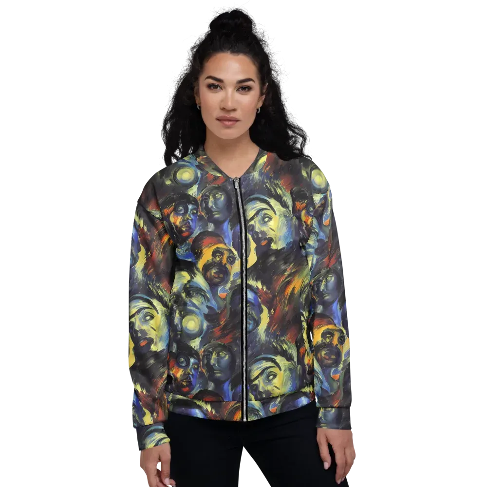 Cosmic Visages on Bomber Jacket — Front