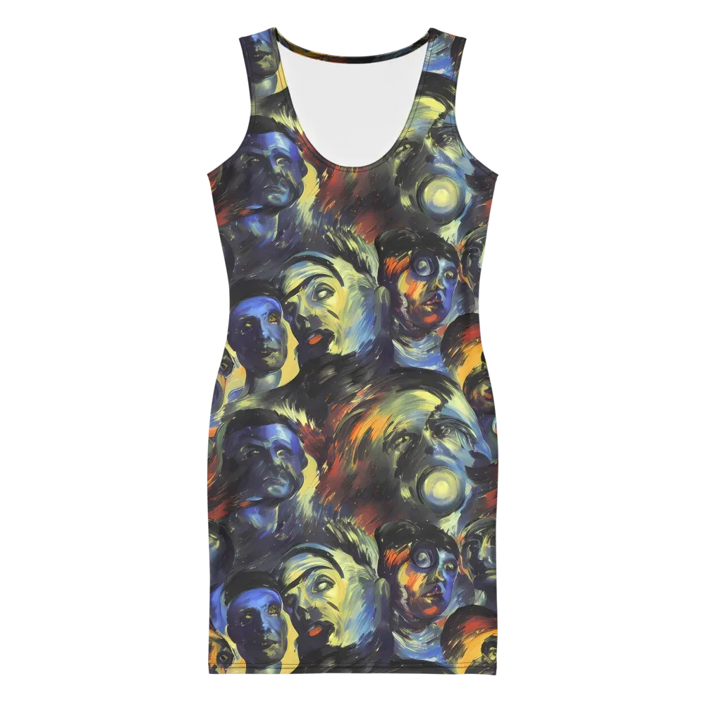 Cosmic Visages on Bodycon Dress — Front