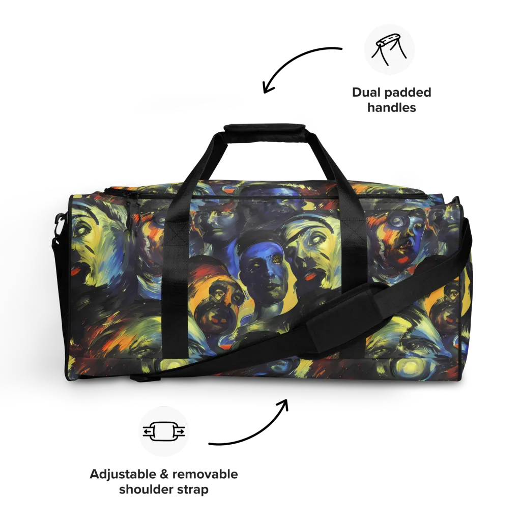Cosmic Visages on Duffle Bag — Front