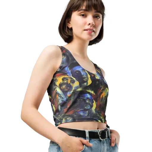 Cosmic Visages on a Crop Top