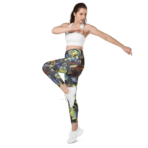 Cosmic Visages on a Leggings with Pockets