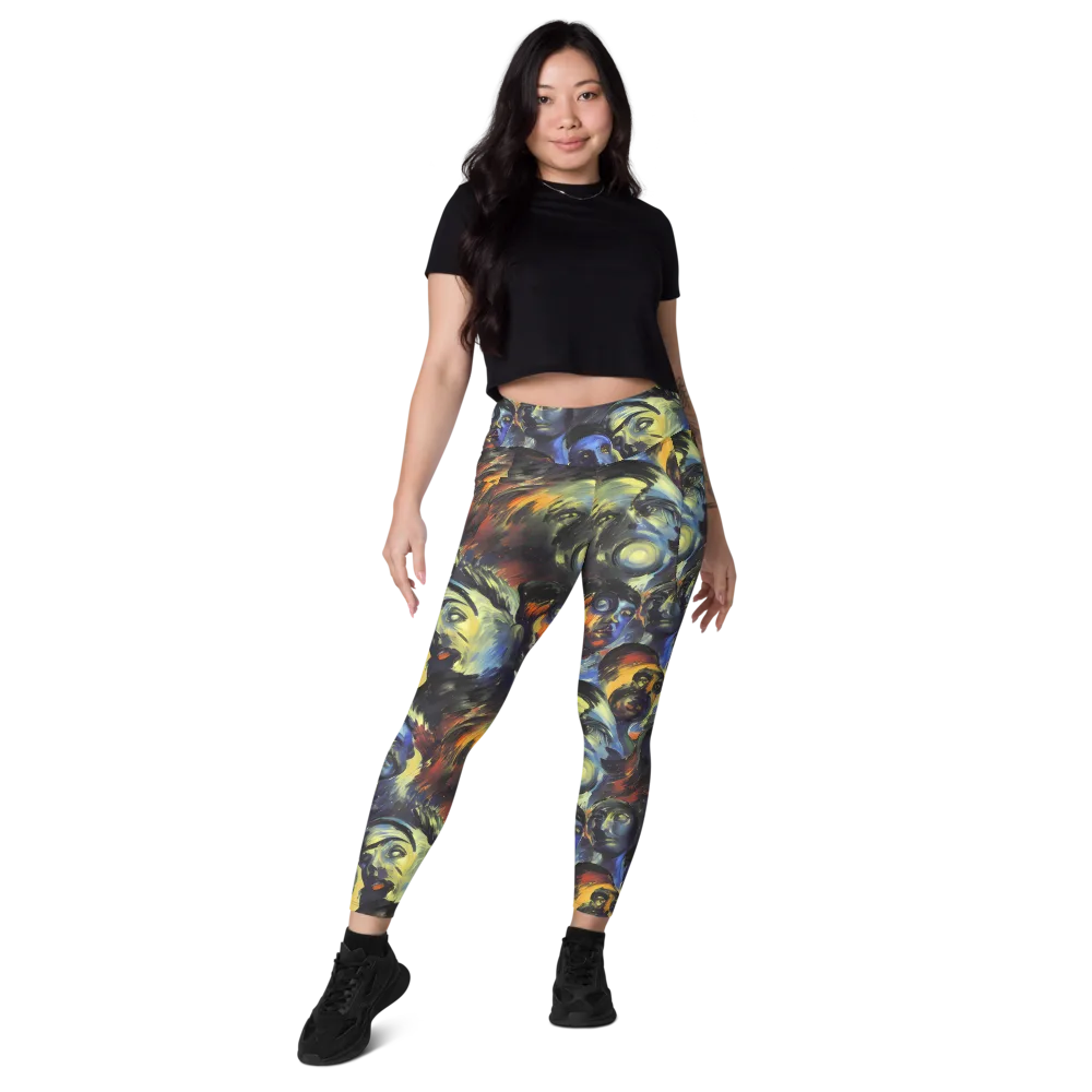 Cosmic Visages on Leggings with Pockets — Front