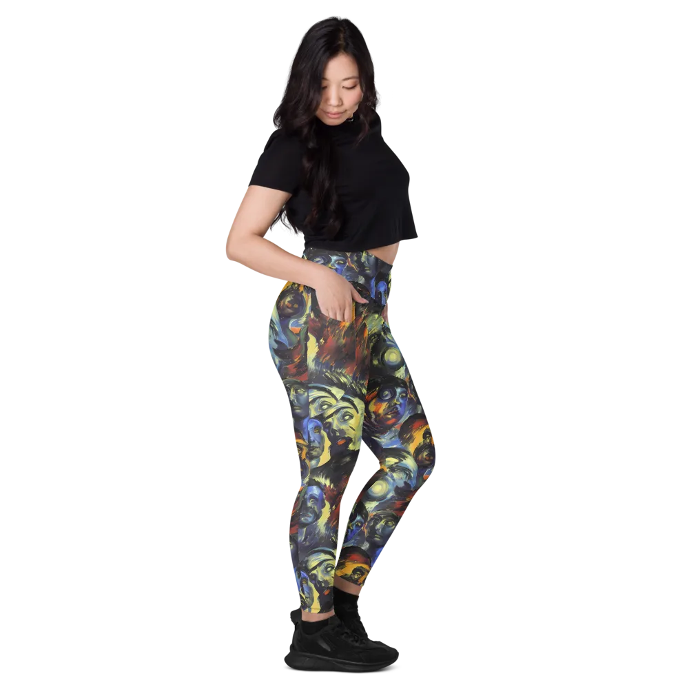 Cosmic Visages on Leggings with Pockets — Right