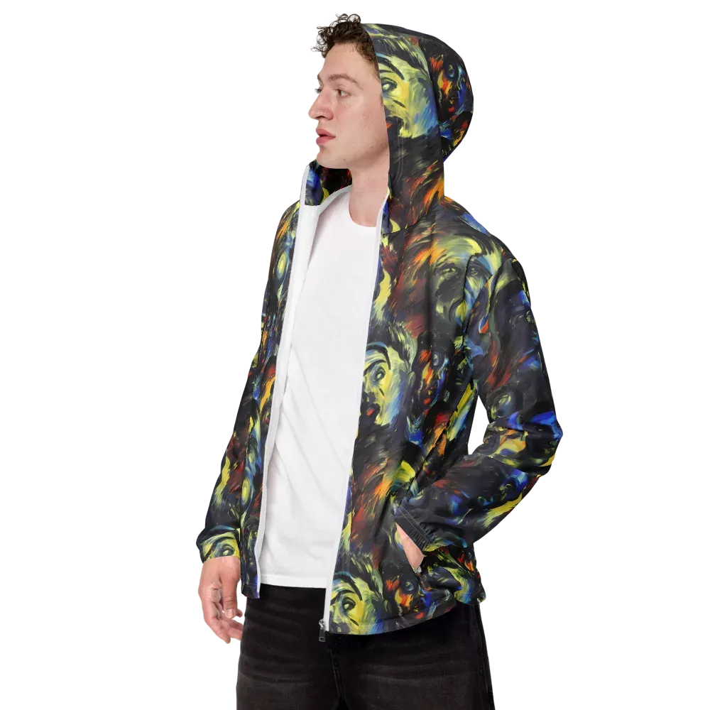 Cosmic Visages on Men's Windbreaker — Left Front