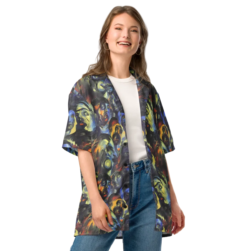 Cosmic Visages on Button Shirt — Front