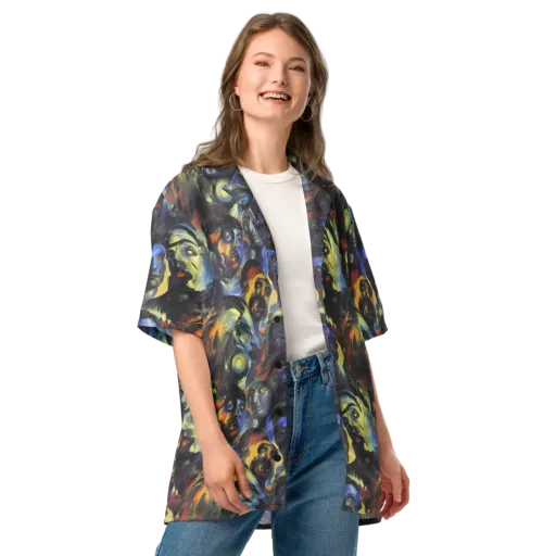 Cosmic Visages on a Button Shirt