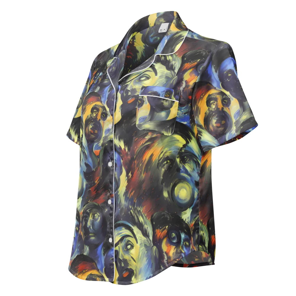 Cosmic Visages on Women's Short Sleeve Pajama Top — Left Front