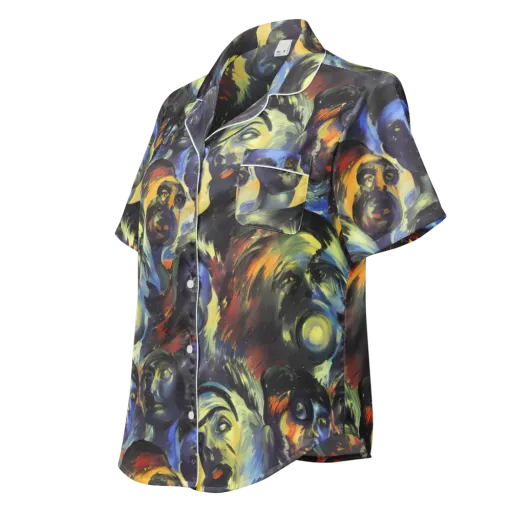 Cosmic Visages on a Women's Short Sleeve Pajama Top