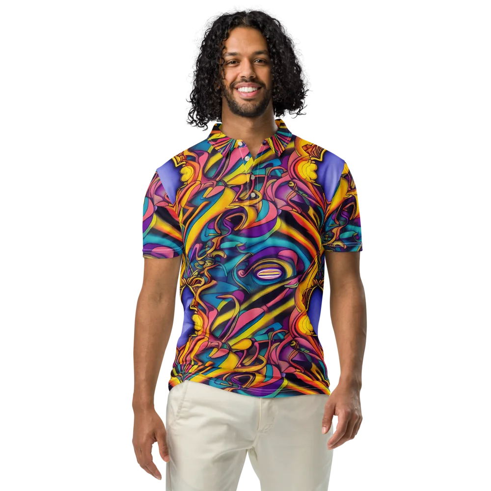 Pre-Raphaelite Wave on Men's Slim Fit Polo Shirt — Front