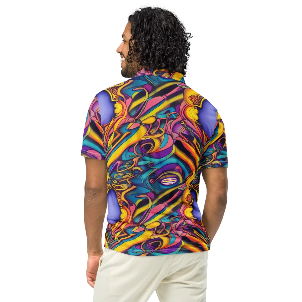 Pre-Raphaelite Wave on Men's Slim Fit Polo Shirt — Back