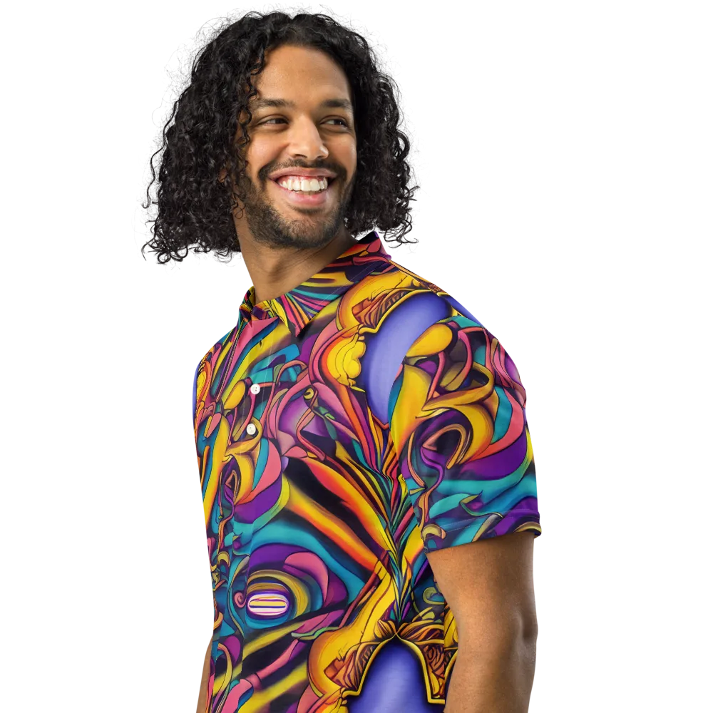 Pre-Raphaelite Wave on Men's Slim Fit Polo Shirt — Left Front