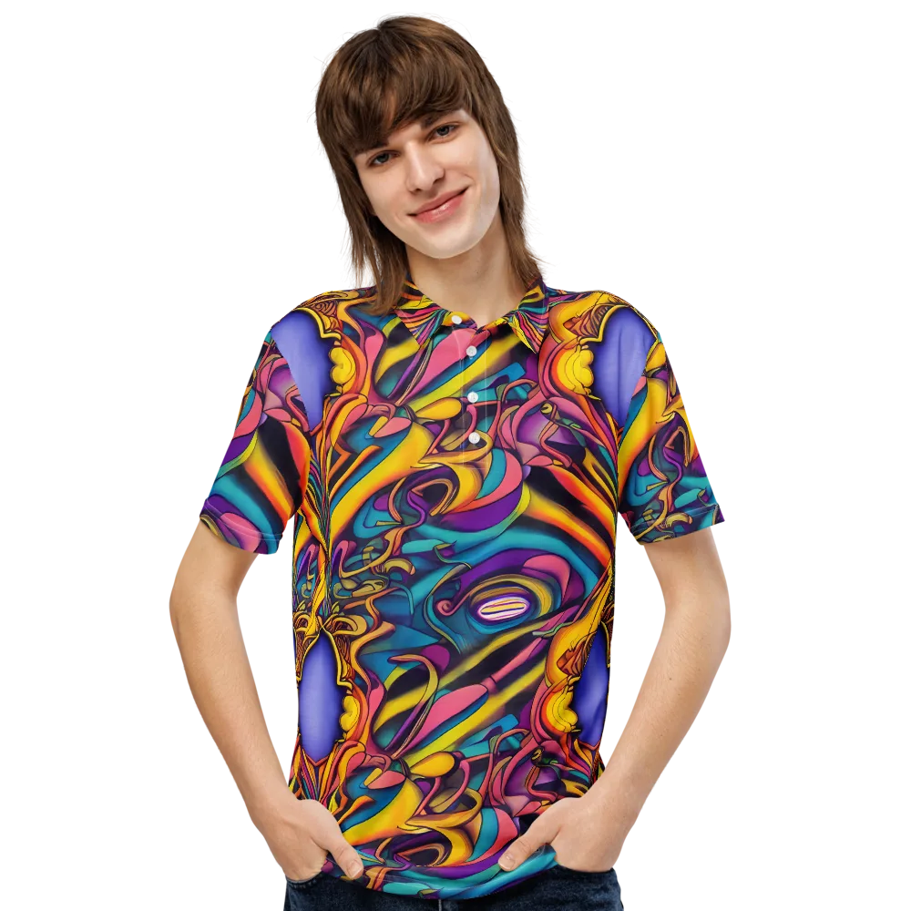 Pre-Raphaelite Wave on Men's Slim Fit Polo Shirt — Front