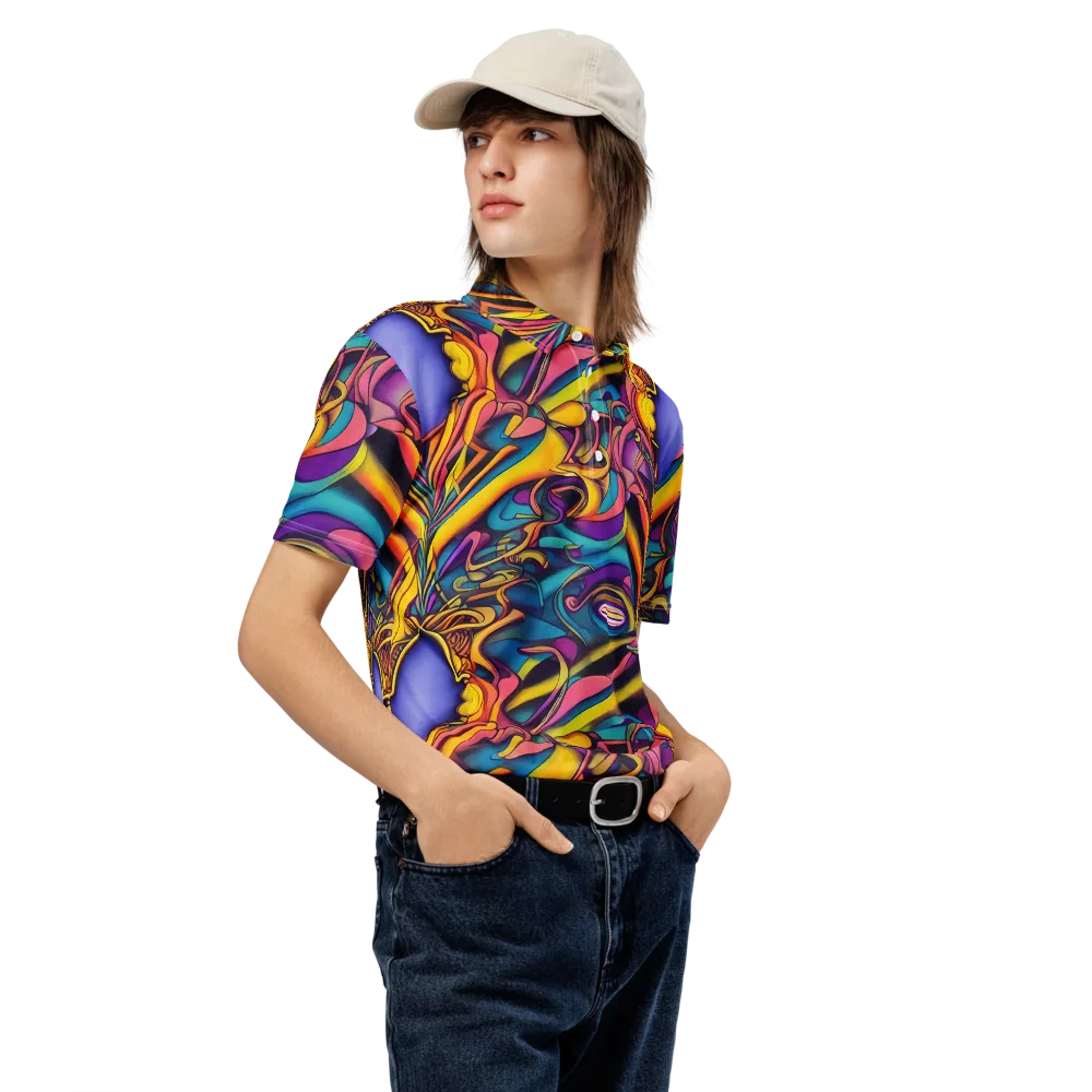 Pre-Raphaelite Wave on Men's Slim Fit Polo Shirt — Right Front
