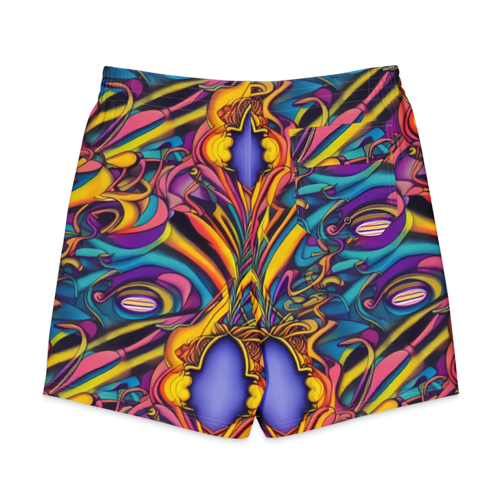 Pre-Raphaelite Wave on Men's Board Shorts — Back