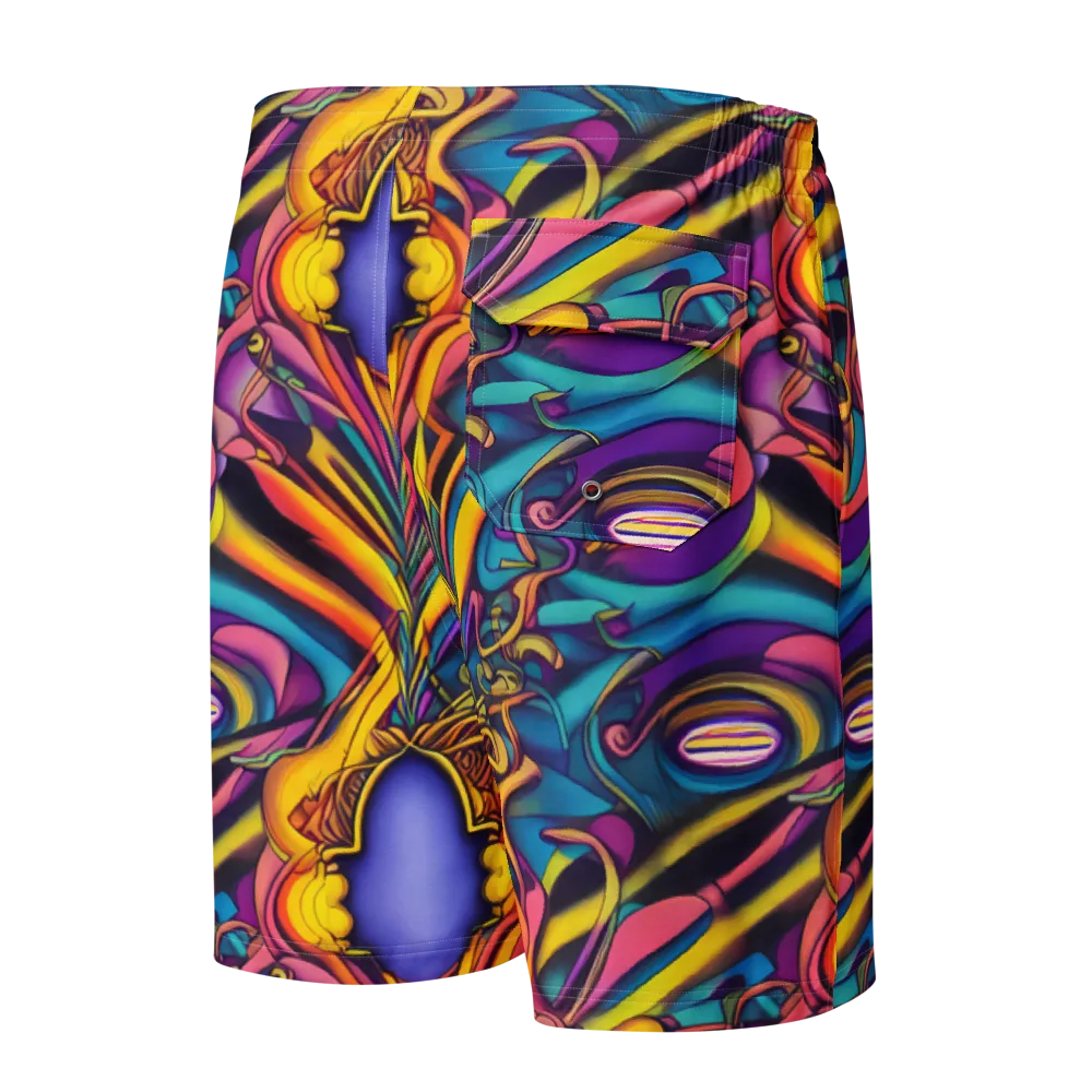 Pre-Raphaelite Wave on Men's Board Shorts — Back