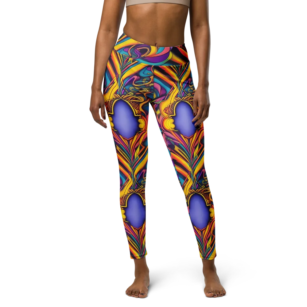 Pre-Raphaelite Wave on Yoga Leggings — Front