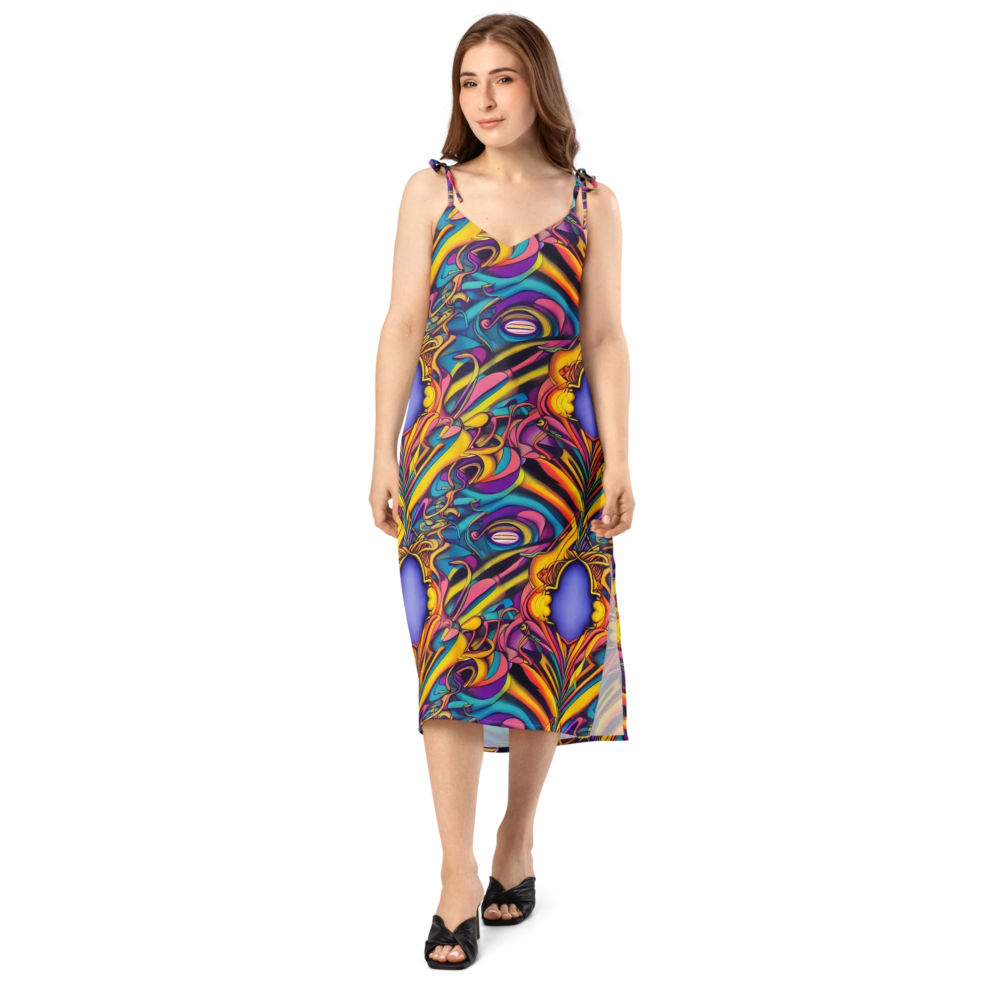 Pre-Raphaelite Wave on Slip Dress — Front