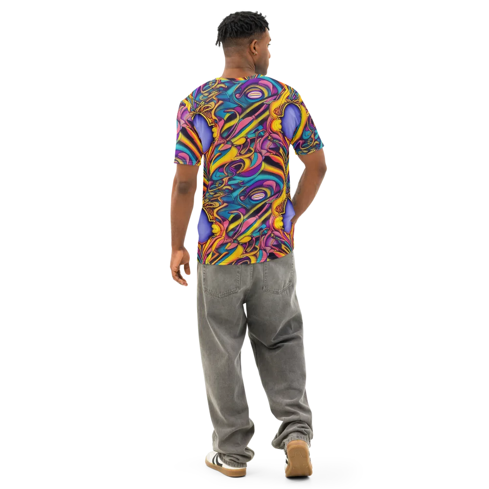Pre-Raphaelite Wave on Men's Cotton Crew Neck T-Shirt — Back