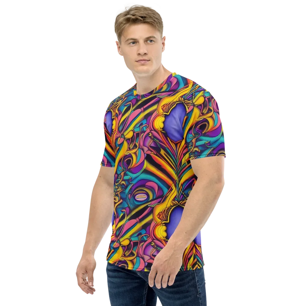 Pre-Raphaelite Wave on Men's Crew Neck T-Shirt — Left