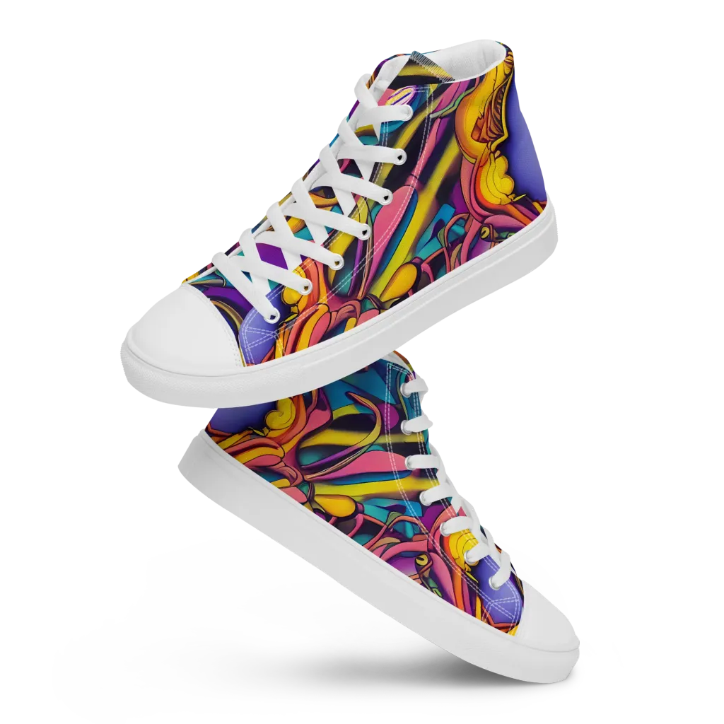 Pre-Raphaelite Wave on Men's High Top Canvas Shoes — Front