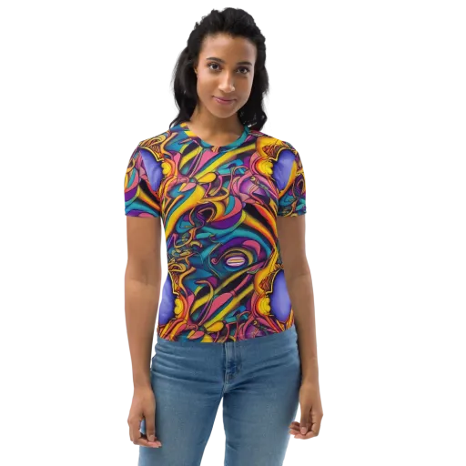 Pre-Raphaelite Wave on a Women's Crew Neck T-Shirt