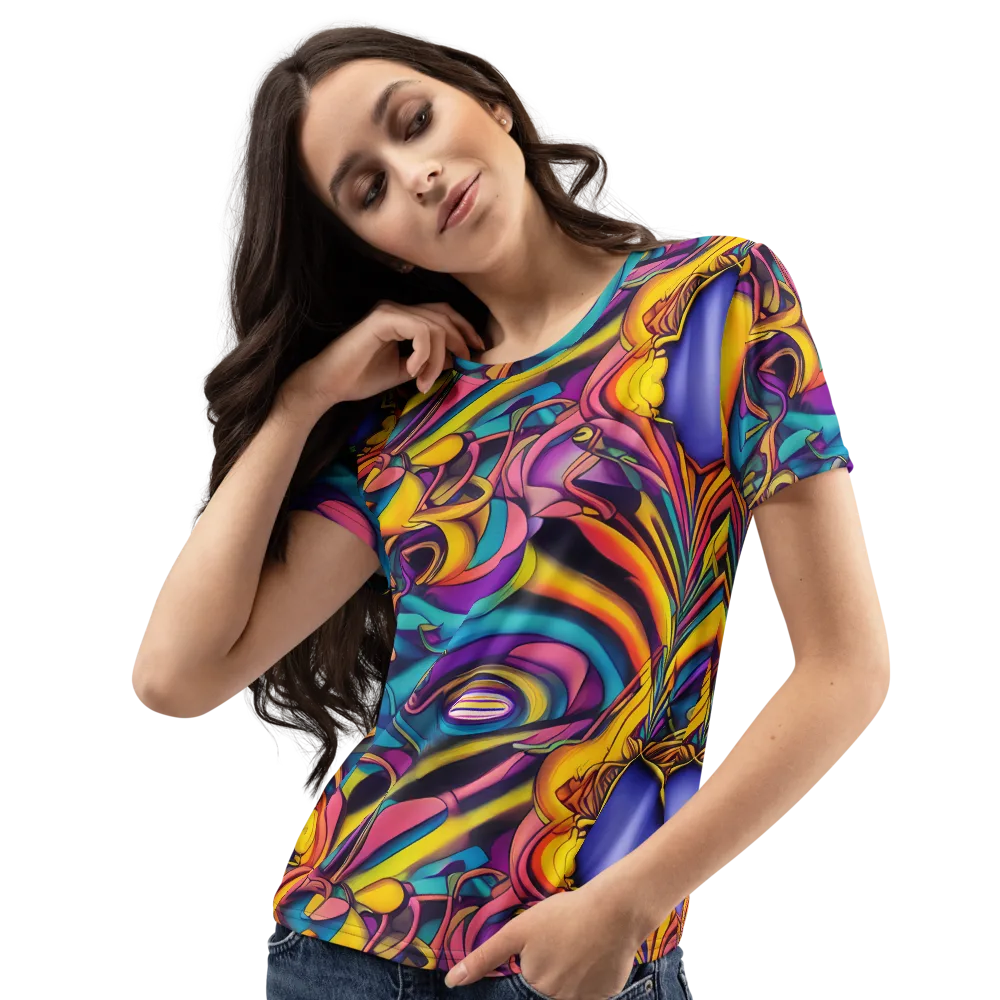Pre-Raphaelite Wave on Women's Crew Neck T-Shirt — Left Front