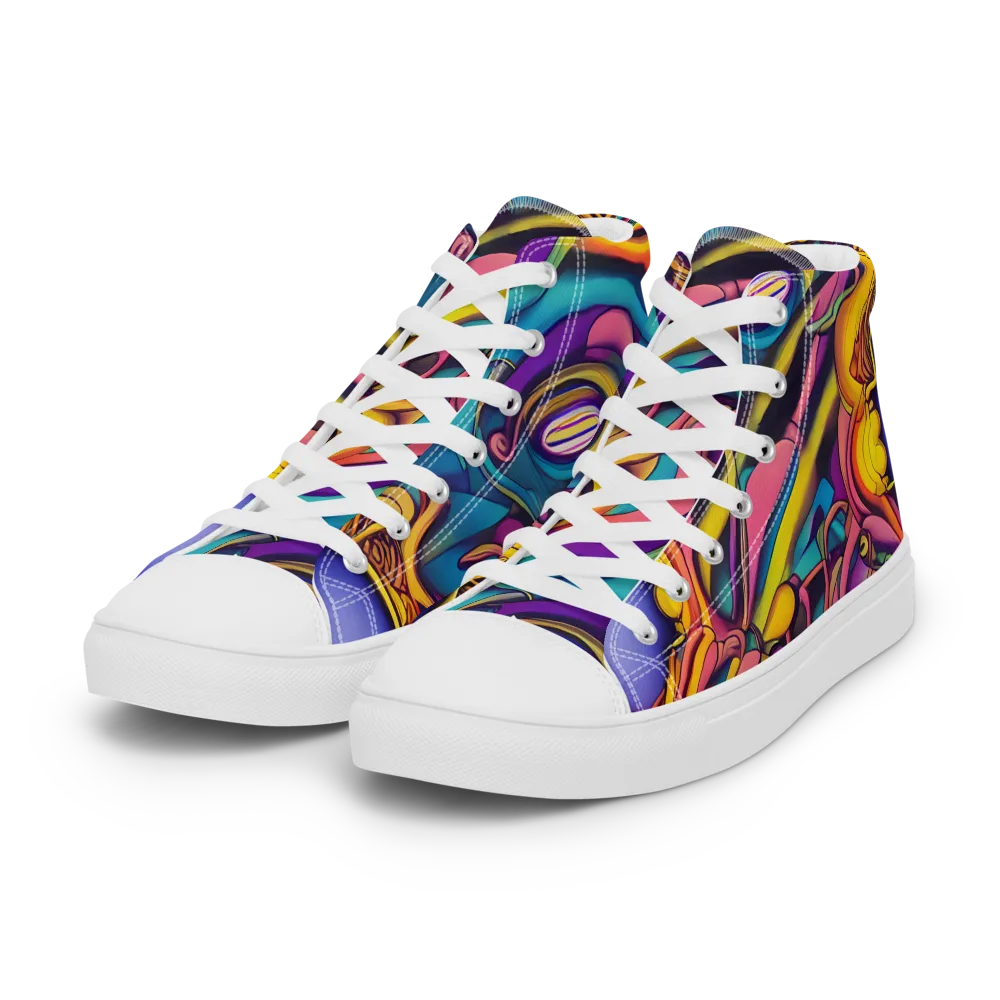 Pre-Raphaelite Wave on Women's High Top Canvas Shoes — Left Front