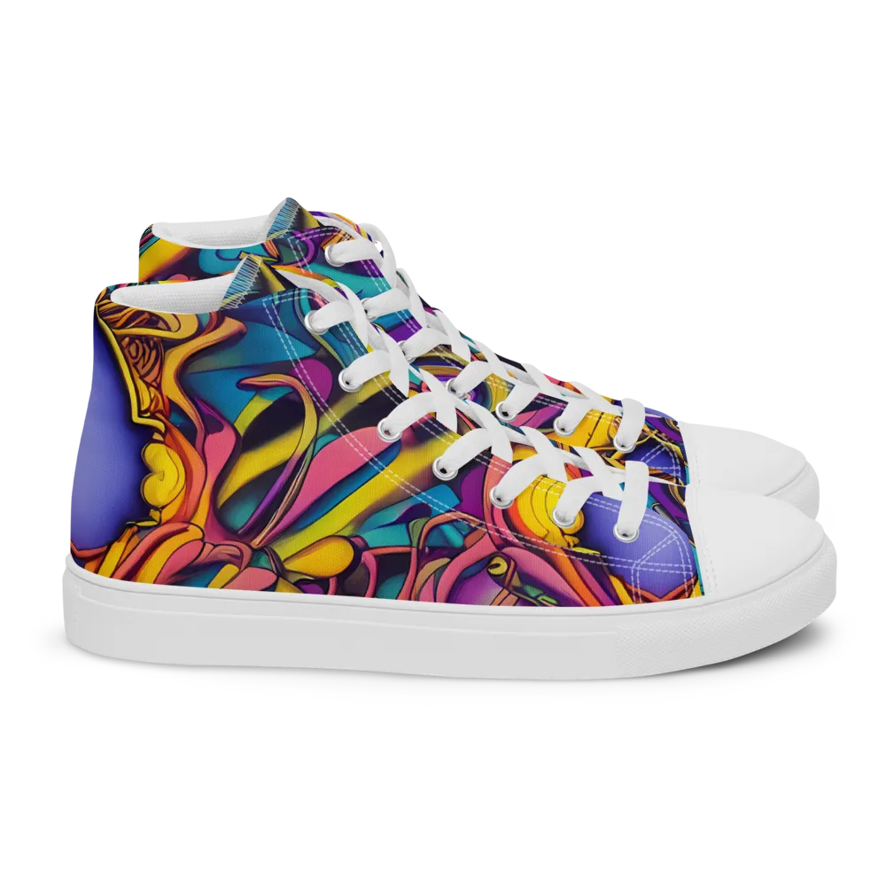 Pre-Raphaelite Wave on Women's High Top Canvas Shoes — Right