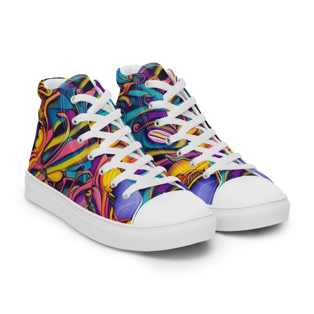 Pre-Raphaelite Wave on Women's High Top Canvas Shoes — Right Front