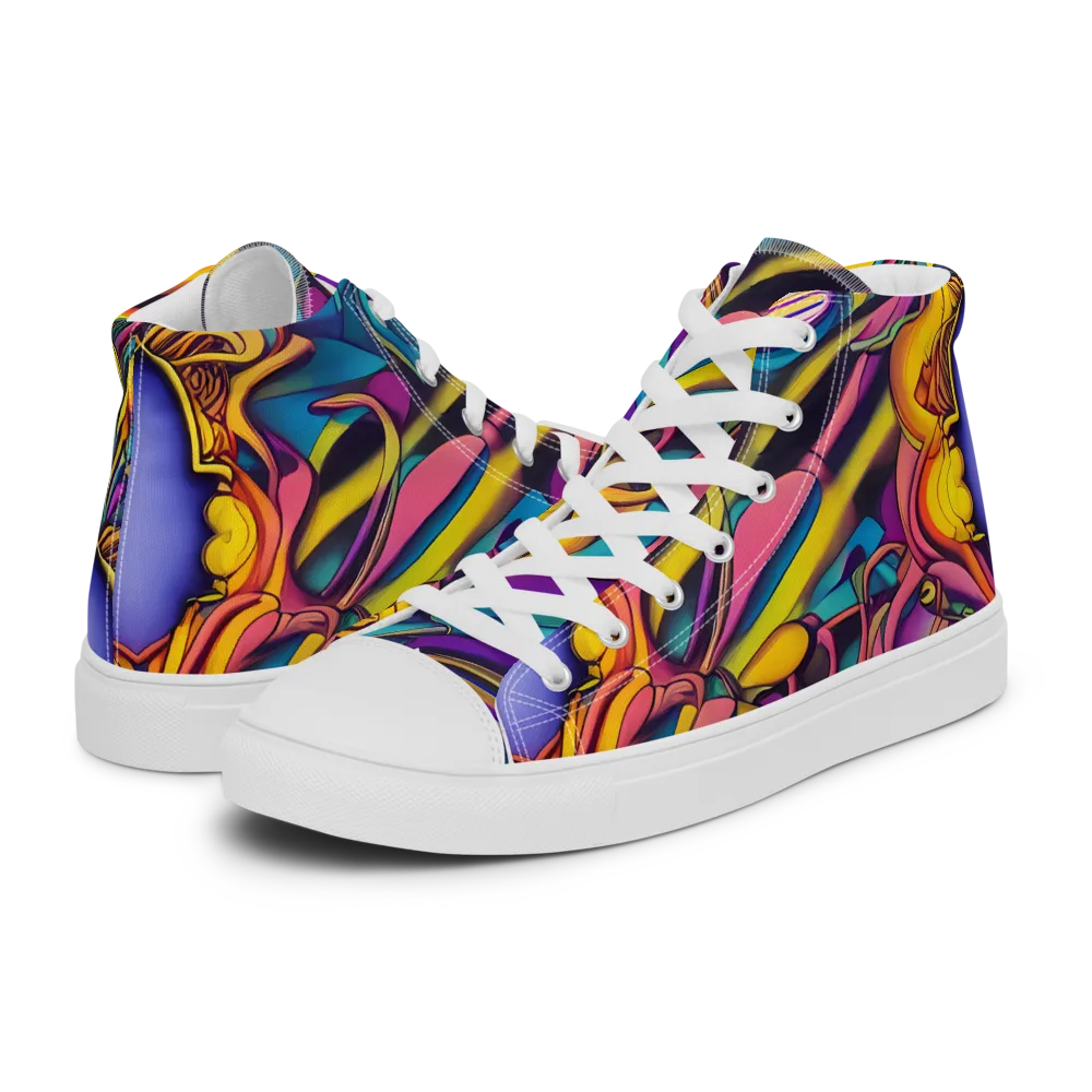 Pre-Raphaelite Wave on Women's High Top Canvas Shoes — Left