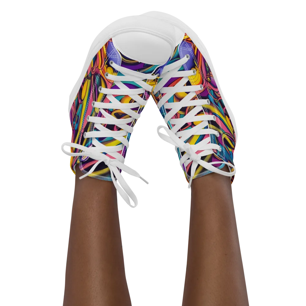 Pre-Raphaelite Wave on Women's High Top Canvas Shoes — Front