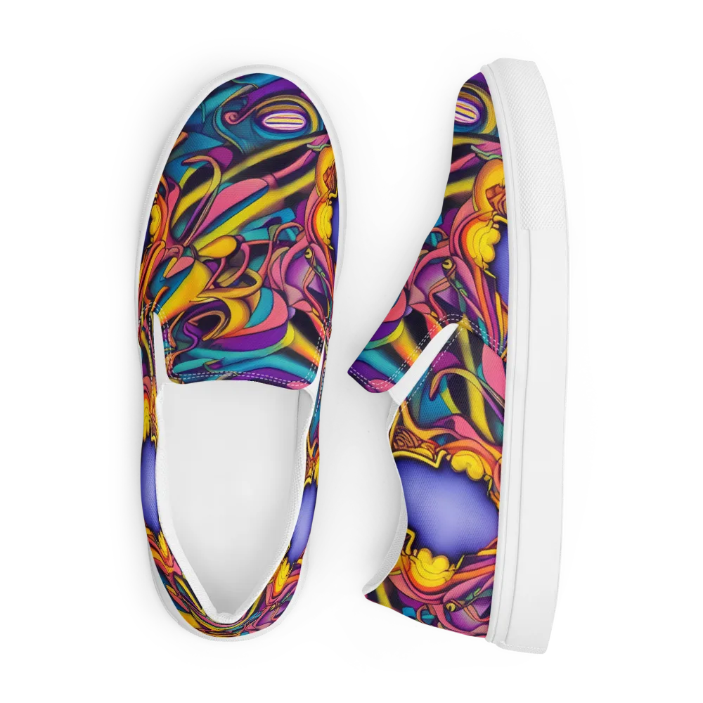 Pre-Raphaelite Wave on Men's Slip-On Canvas Shoes — Front