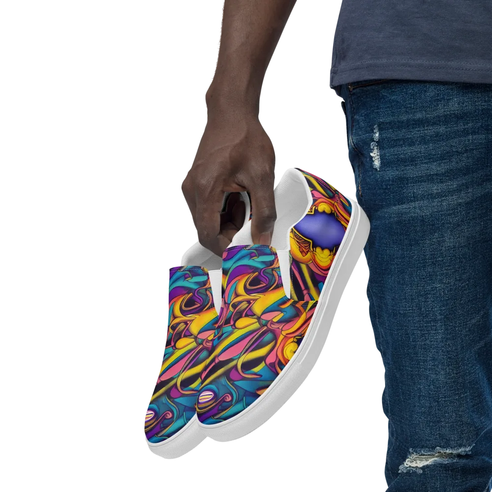 Pre-Raphaelite Wave on Men's Slip-On Canvas Shoes — Left Front
