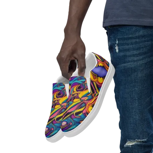Pre-Raphaelite Wave on a Men's Slip-On Canvas Shoes