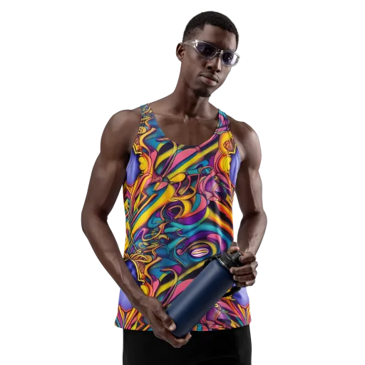 Pre-Raphaelite Wave on a Men's Tank Top
