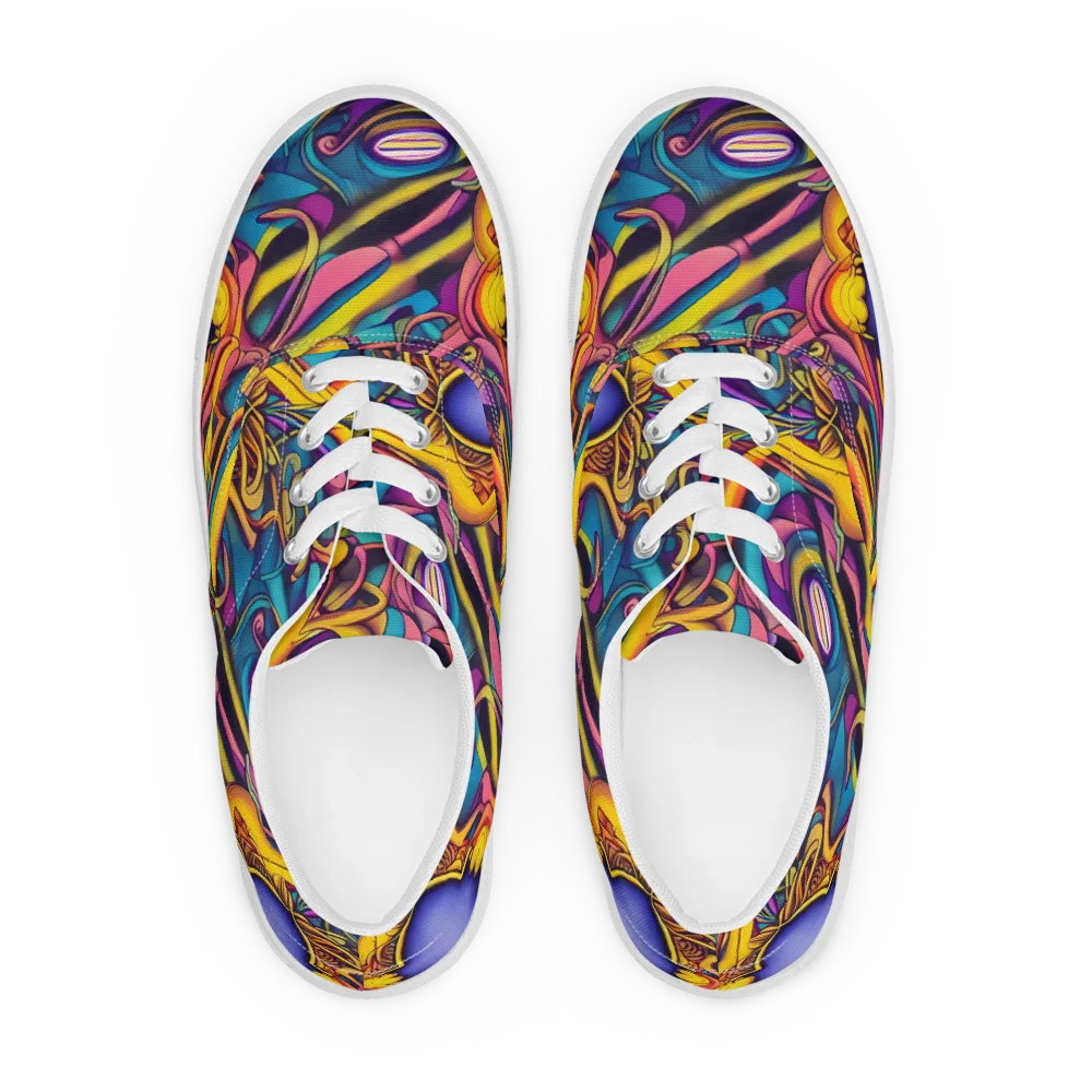 Pre-Raphaelite Wave on Men's Lace-Up Canvas Shoes — Front