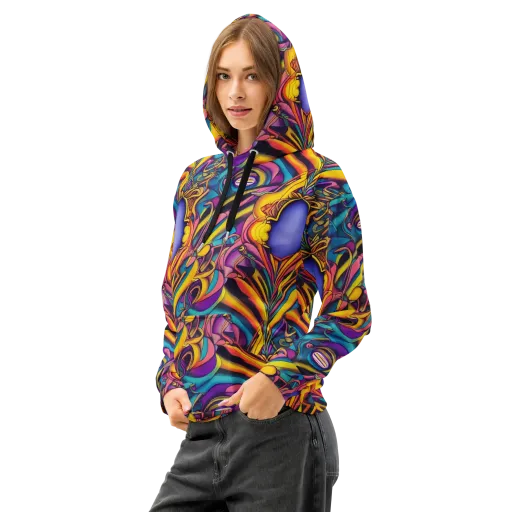 Pre-Raphaelite Wave on a Cotton Hoodie