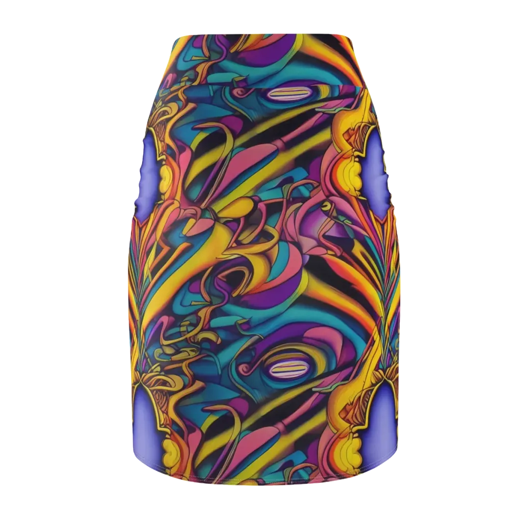 Pre-Raphaelite Wave on Pencil Skirt — Back