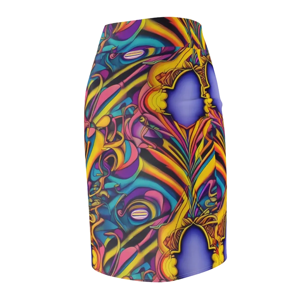 Pre-Raphaelite Wave on Pencil Skirt — Back Side