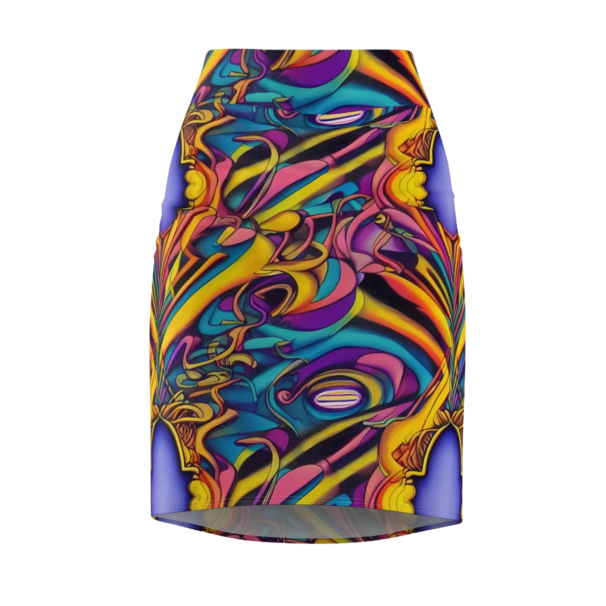 Pre-Raphaelite Wave on Pencil Skirt — Front